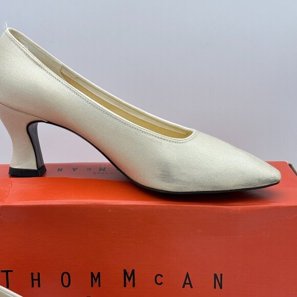 Vintage Thom McAn Heels Ivory Pumps Closed Toe Business Casual Womens 1980s 6 - Picture 5 of 8